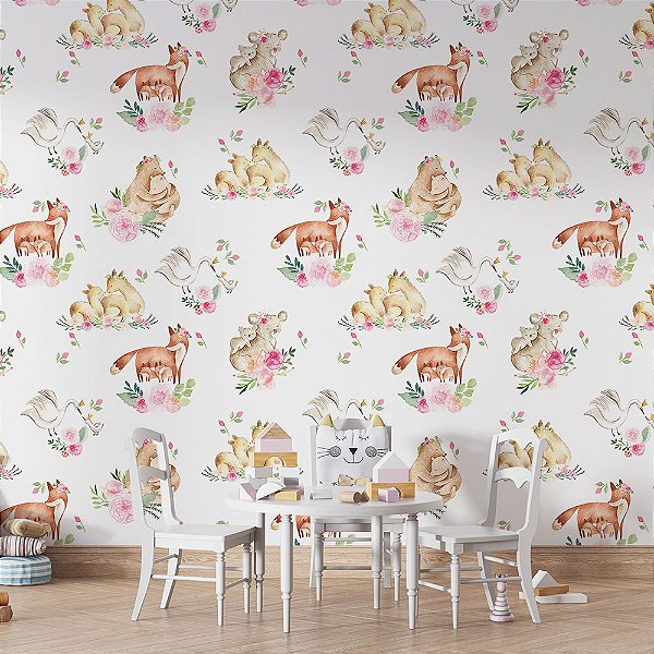 Papel de parede natureza família de animais flores claro
