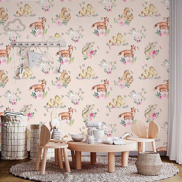 Papel de parede natureza família de animais flores salmão