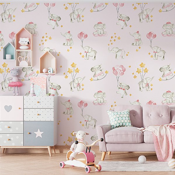 Papel de parede natureza elefantes estrela céu rosa
