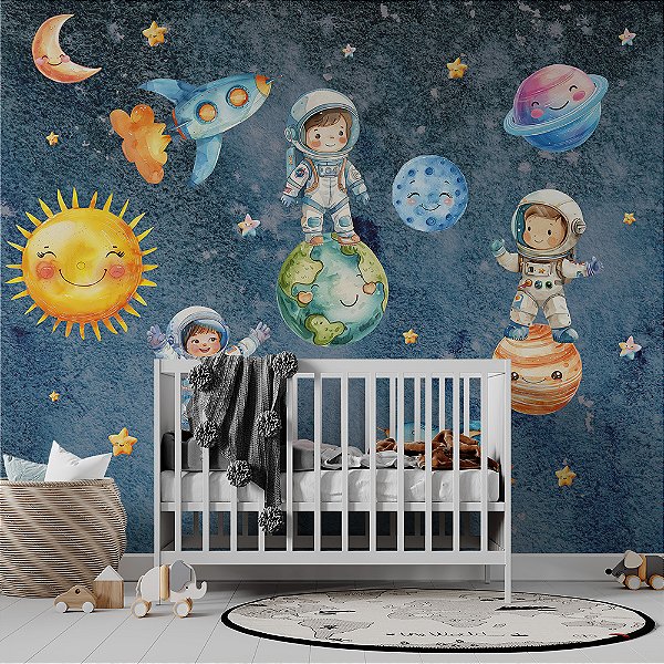 Papel de Parede Meninos Astronautas no Espaço AL 01