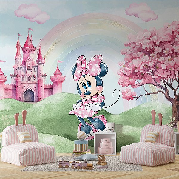 Papel de Parede Infantil Jardim Mágico da Minnie