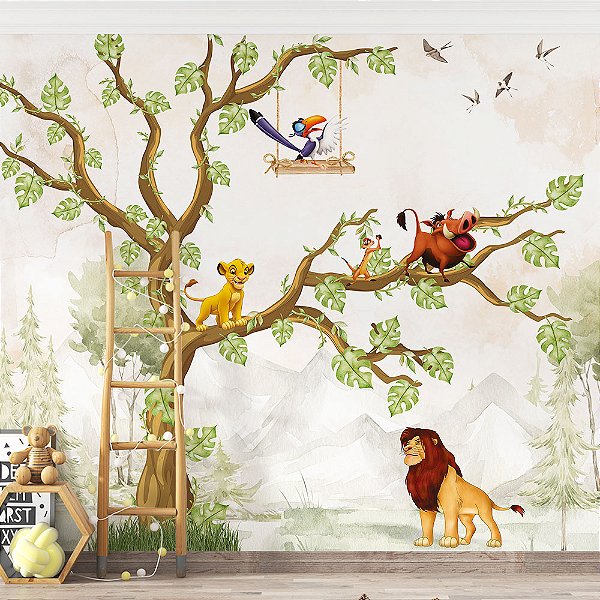 Papel de Parede Infantil Selva Encantada Rei Leão
