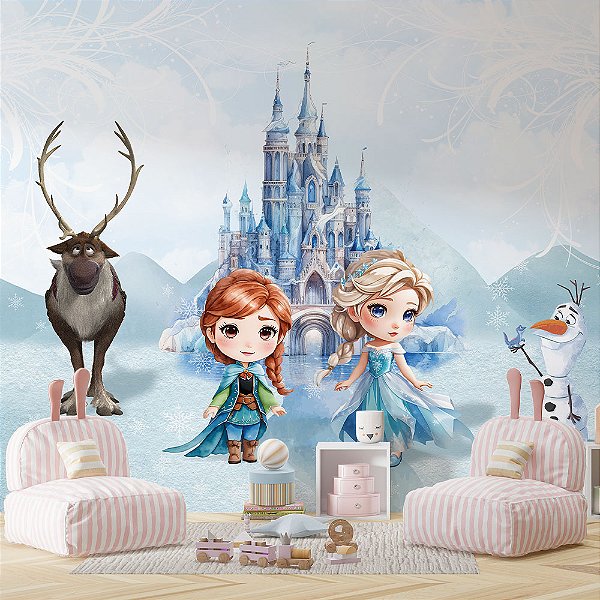 Papel de Parede Infantil Frozen no Castelo de Gelo