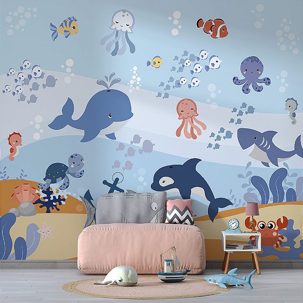 Papel de Parede Infantil Oceano Encantado