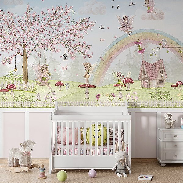 Jardim das Fadas Brincando em Arco-íris - Oferta Única - 2m(L) x 2,6m(A)