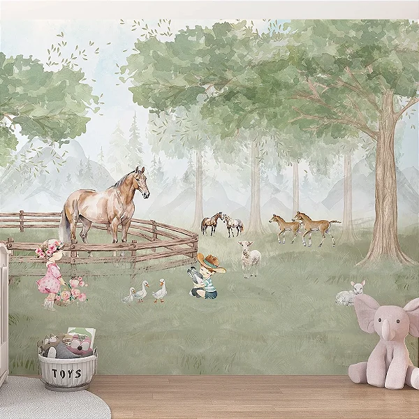 Fazendinha Menina e Meninos com Animais - Oferta Única - 3,5m(L) x 2,7m(A)