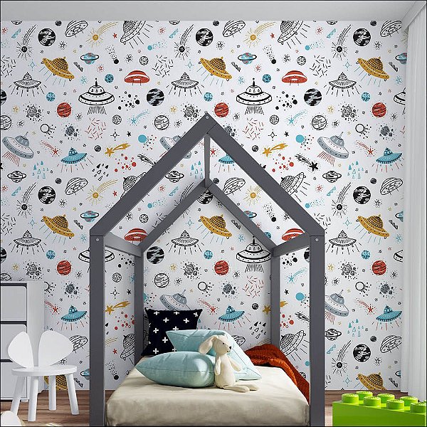 Papel de Parede infantil disco voador