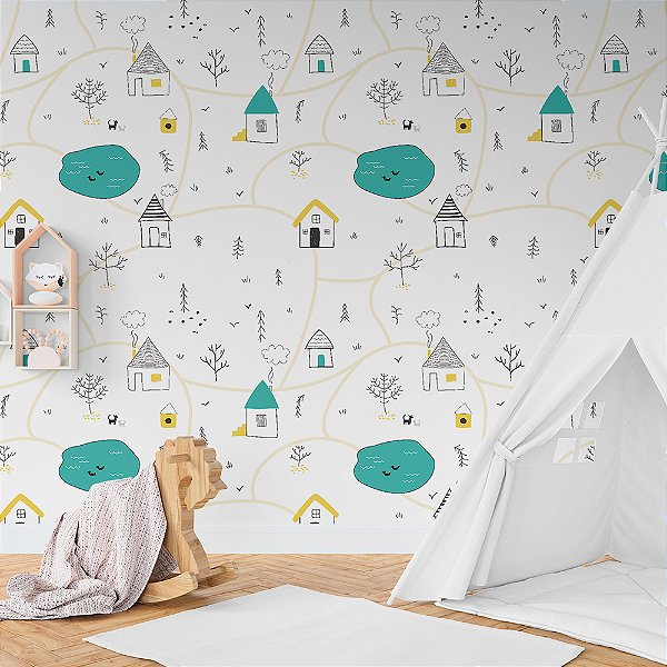 Papel de Parede infantil Urbano Escandinavo