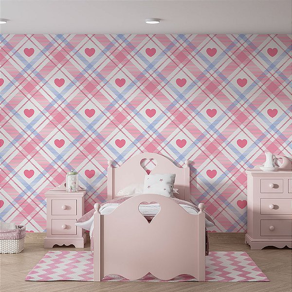Papel de Parede Linhas e Coração rosa