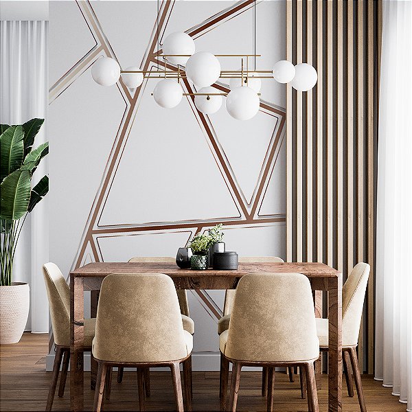 Papel de Parede Linhas em Formas Bronze