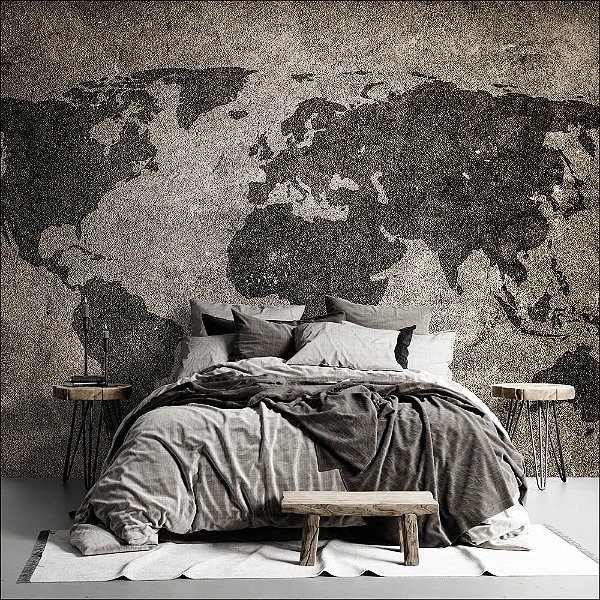 Papel de Parede Mapa mundi Cimento Queimado