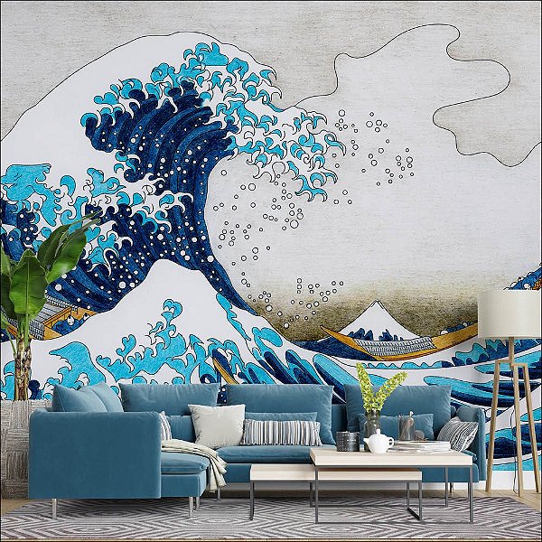 Papel de Parede Adesivo a grande onda Kanagawa Katsushika Hokusai