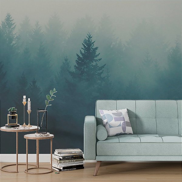 Papel de Parede Painel Fotográfico Floresta coberta com Neblina