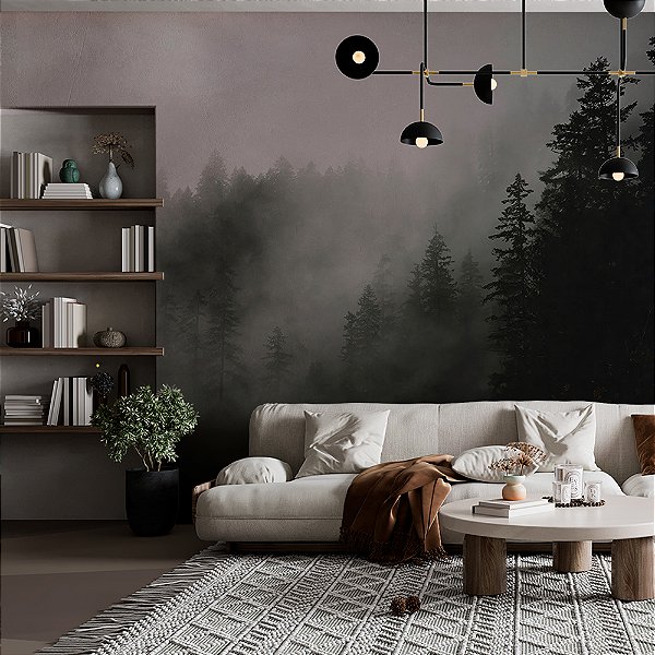Papel de Parede Painel Fotográfico Floresta coberta com Neblina