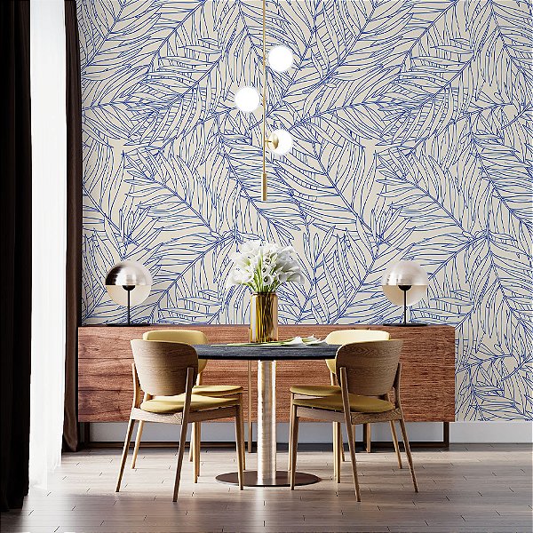 Papel de Parede Floral Azul