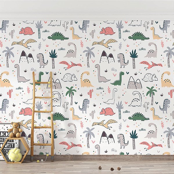 Papel de Parede Dinossauros Coloridos