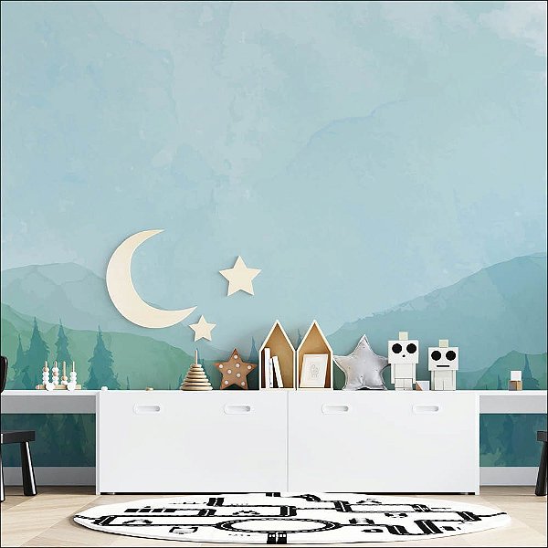 Papel de Parede Floresta em Aquarela Infantil