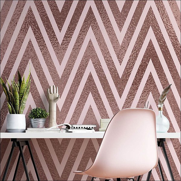 Papel de Parede Chevron Rose Gold