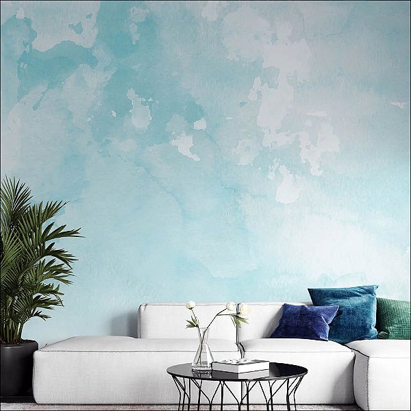 Papel de Parede Aquarela Azul e cinza