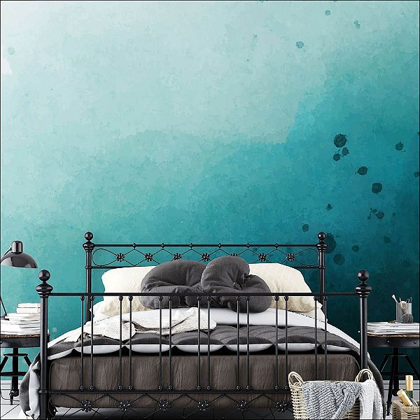 Papel de Parede Aquarela Tons de Azul