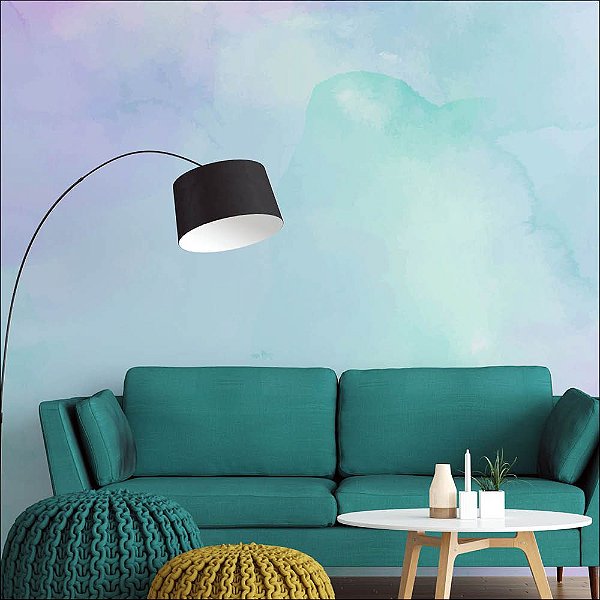 Papel de Parede Aquarela tons de azul esverdeado