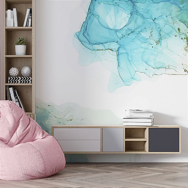 Papel de Parede Painel Fotográfico Aquarela Azul