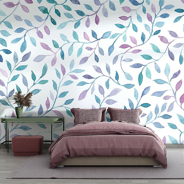 Papel de Parede Folhas aquarela