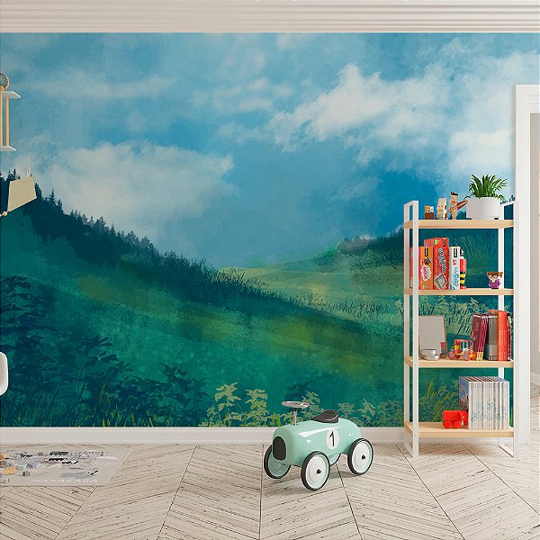 Papel de Parede Floresta Aquarela