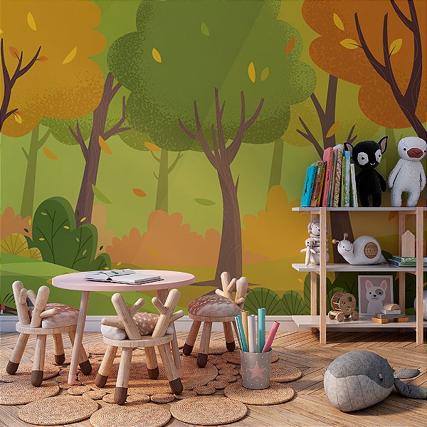 Papel de Parede Floresta Aquarela