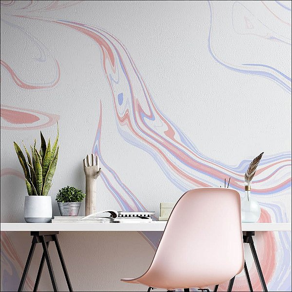 Papel de Parede Mármore Liquido Tons de Rosa e azul
