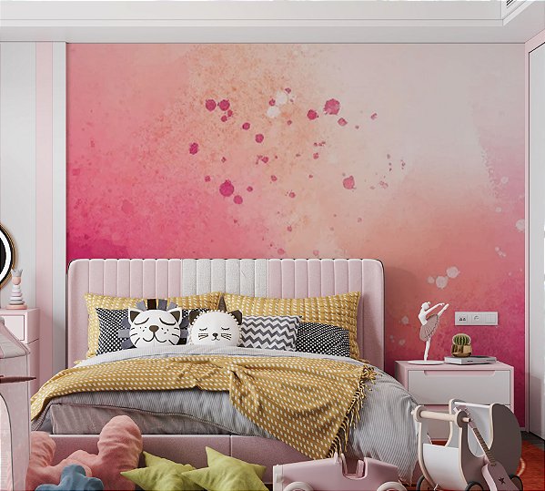 Papel de Parede Aquarela Rosa e roxo