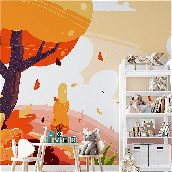 Papel de Parede Infantil Floresta Colorida