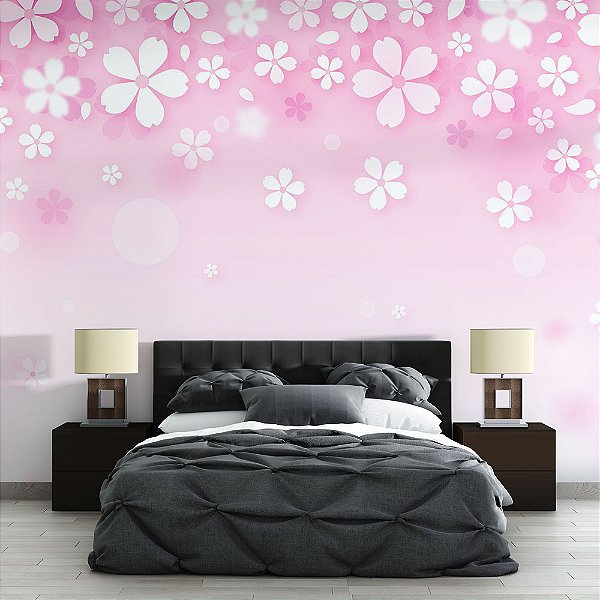 Papel de Parede Flores de Cerejeira Rosa