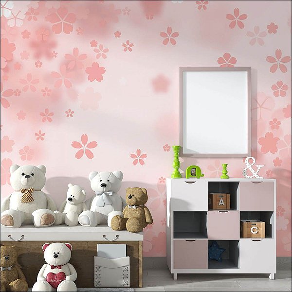 Papel de Parede Flores de Cerejeira Rosa
