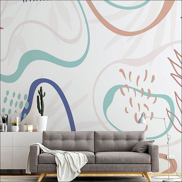 Papel de Parede Formas Abstratas em Tons Pasteis