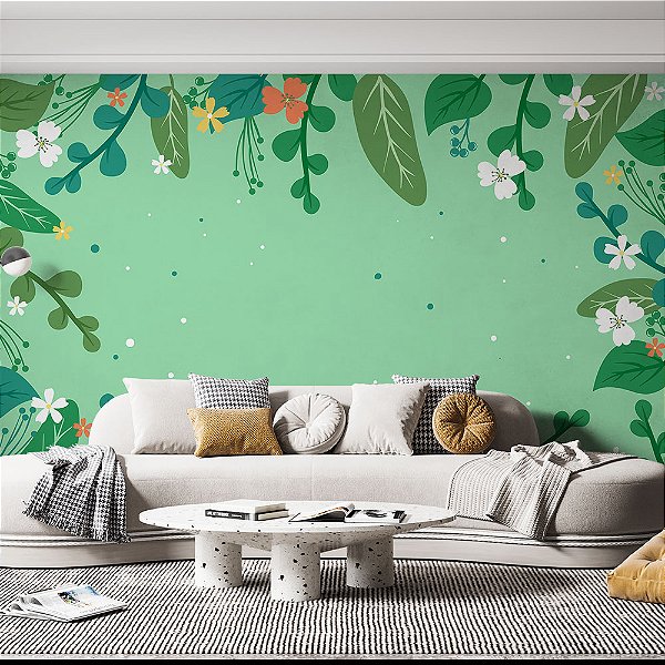 Papel de Parede Floral Verde