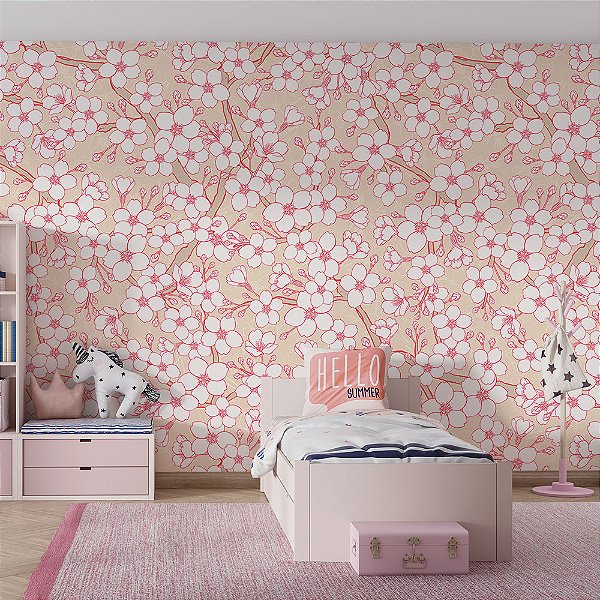 Papel de Parede Flores de Cerejeira Branca