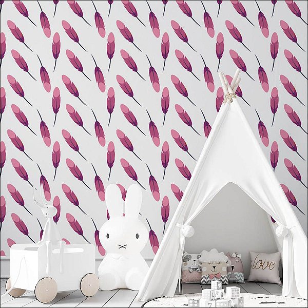 Papel de Parede Penas Rosas