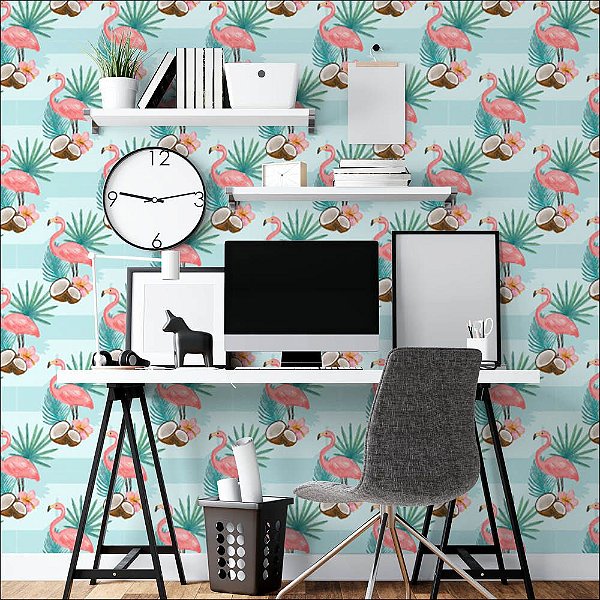 Papel de Parede Flamingos
