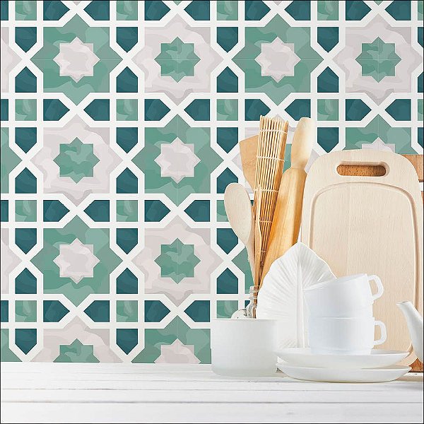 Papel de Parede Azulejo Verde