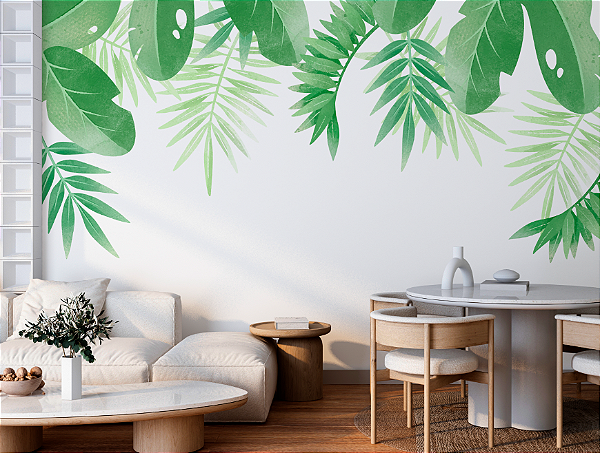 Papel de Parede Aquarela Floral Verde
