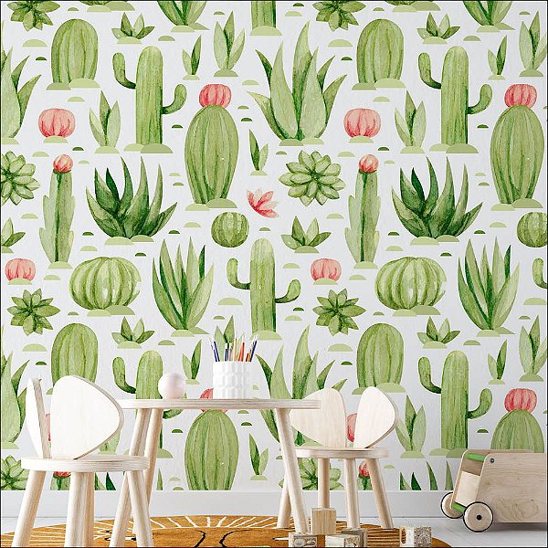 Papel de Parede Cactus Aquarelado
