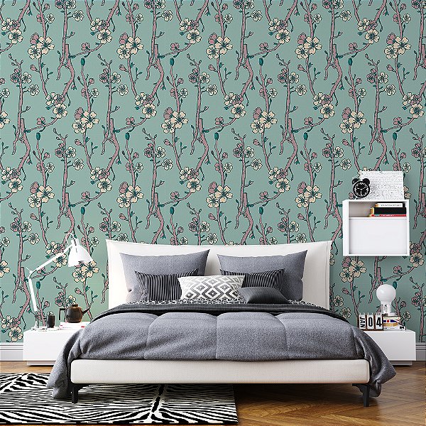 Papel de Parede Ramos de Flor