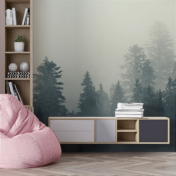Papel de Parede Floresta com Neblina
