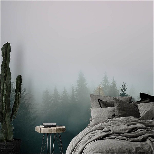 Papel de Parede Floresta com Neblina