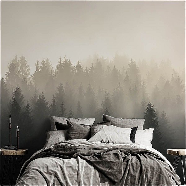 Papel de Parede Floresta com Neblina