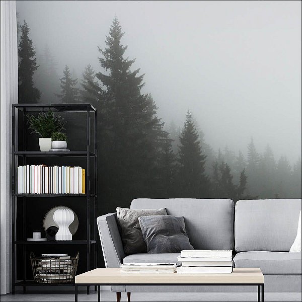 Papel de Parede Floresta com Neblina