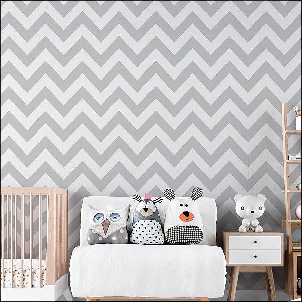 Papel de Parede Chevron Cinza