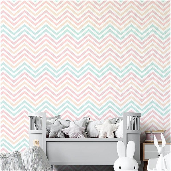 Papel de Parede Chevron Fino Colorido