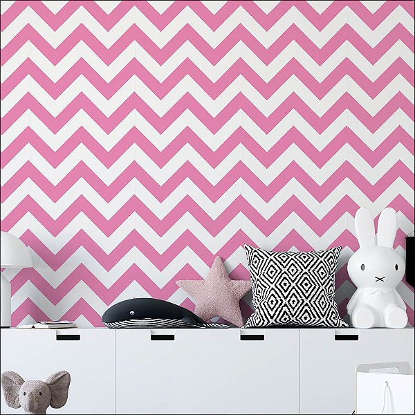 Papel de Parede Chevron Rosa